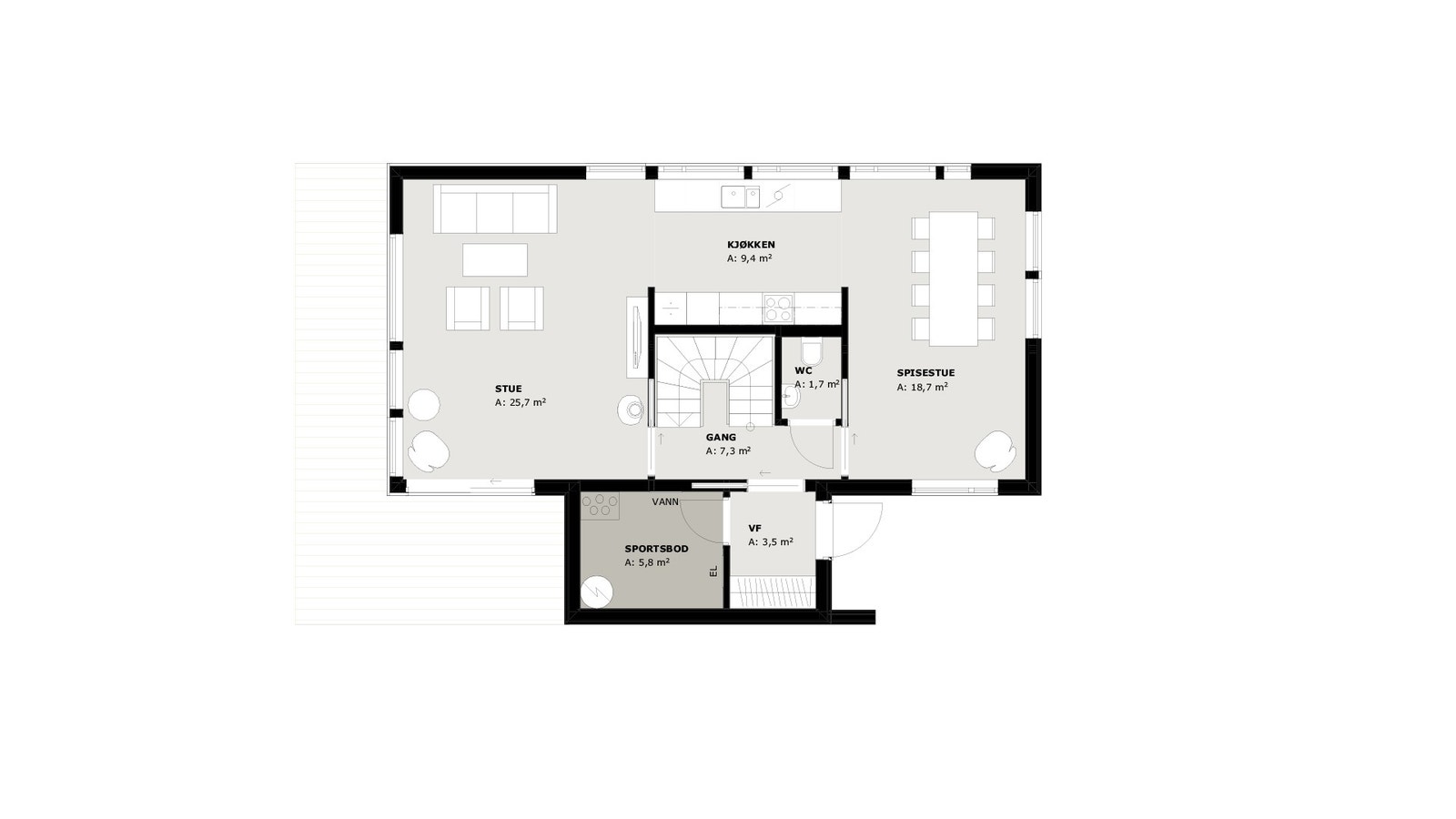 Dråpen - planløsning 1. etasje Galleribilde