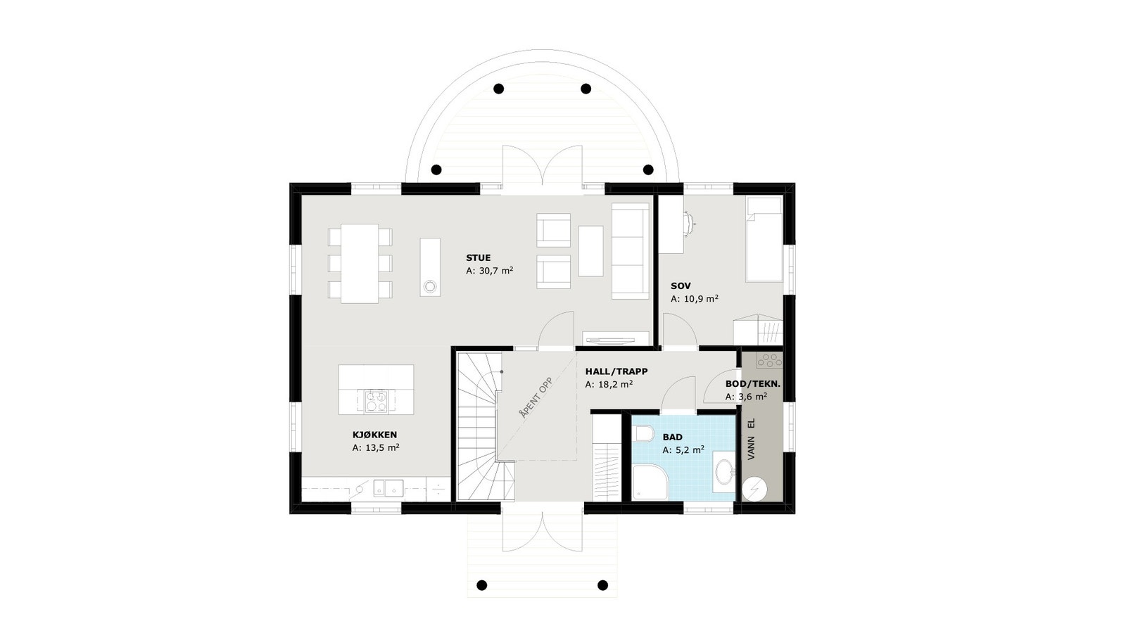 Arv - planløsning 1. etasje Galleribilde