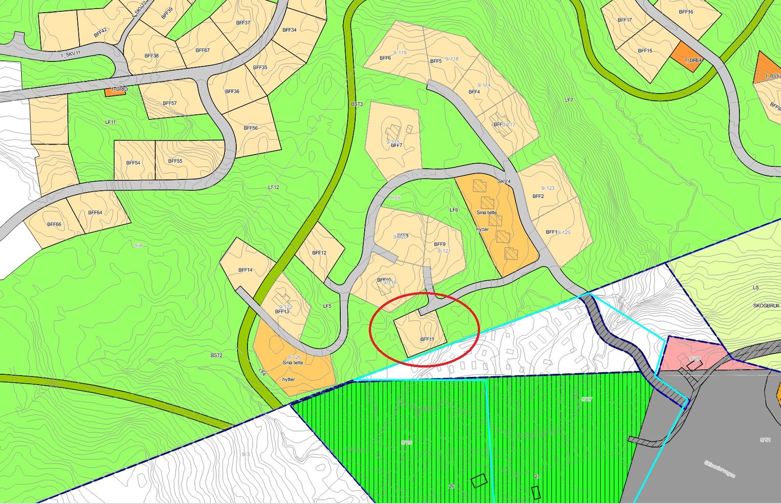 Tomtekart - Siste ledige tomta på dette feltet Galleribilde