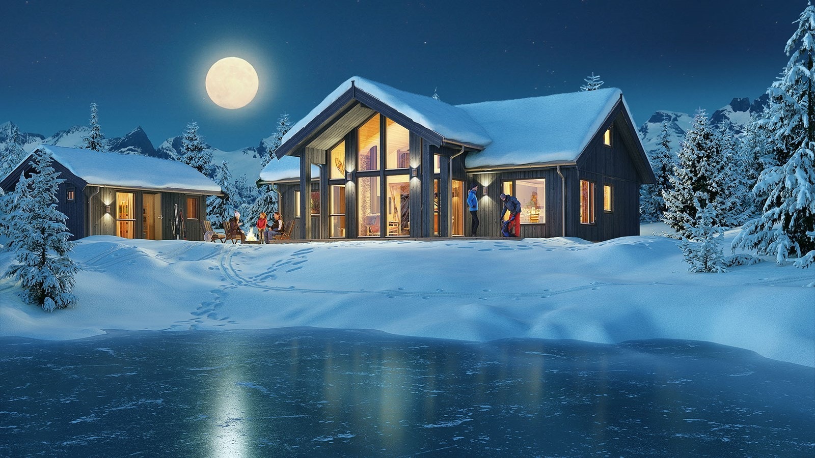 3D bilde av hytta - Vinter Galleribilde