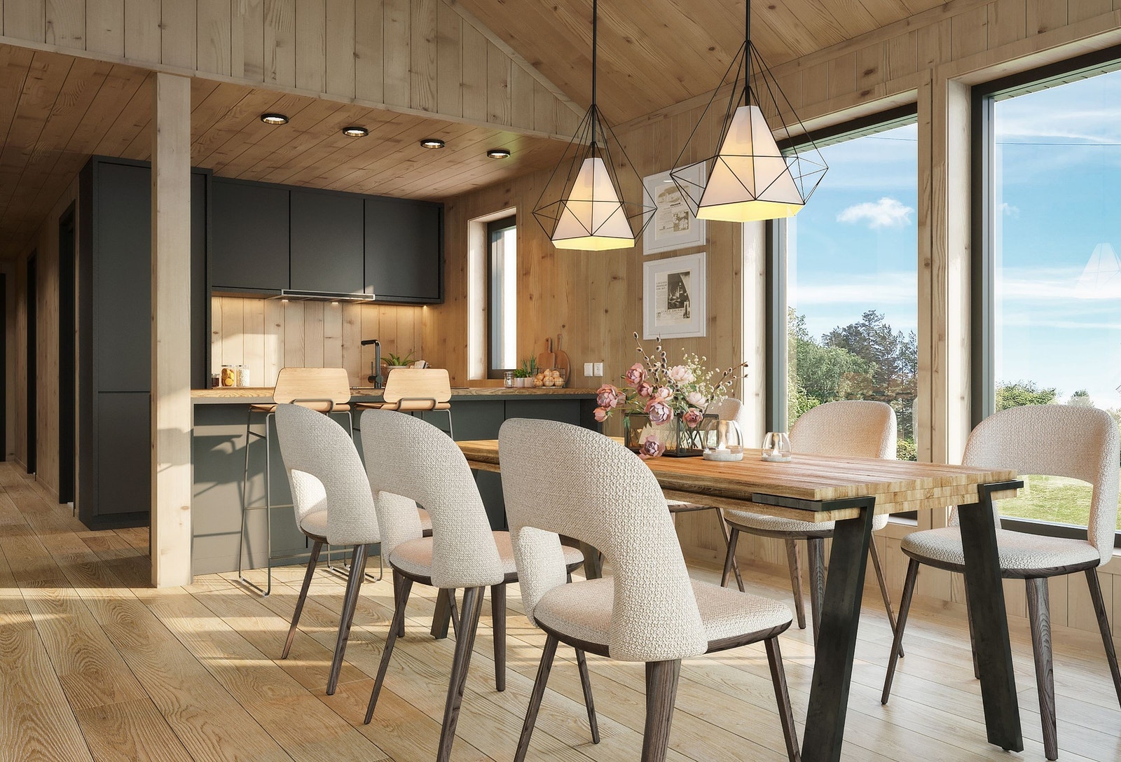 Lun interiørløsning inviterer til det gode hytteliv. Galleribilde