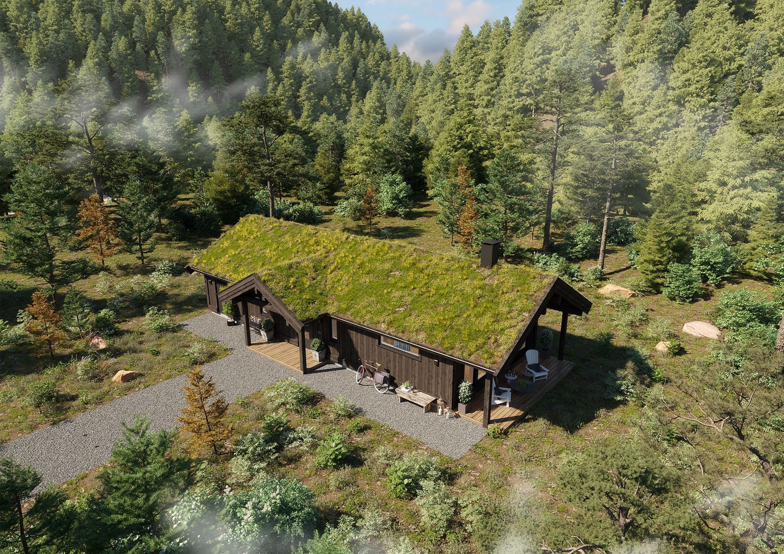 Hytte tett på naturen. Galleribilde