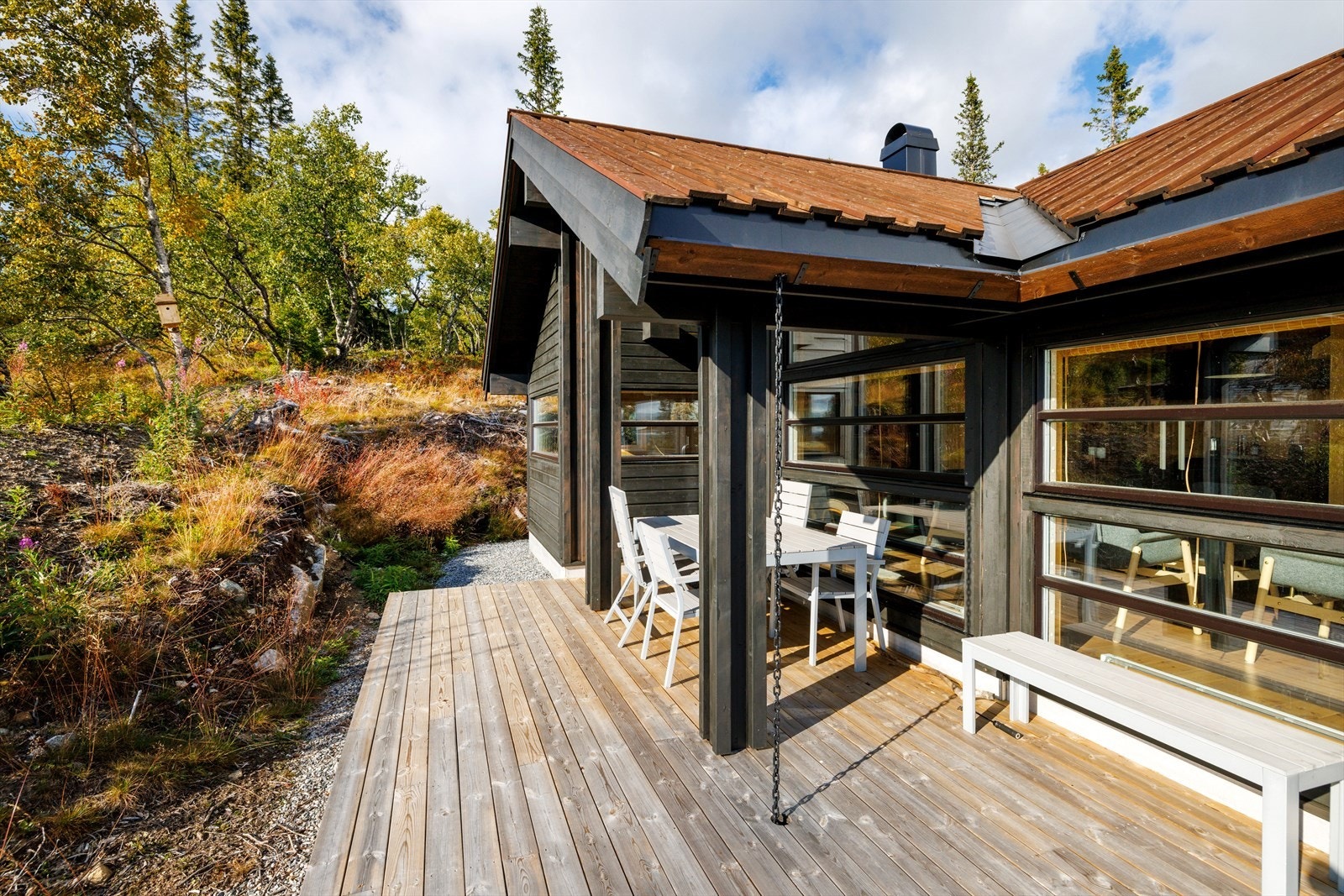 Her ligger alt til rette for avslappende timer i solveggen, etter en lang ski- eller gåtur. Galleribilde