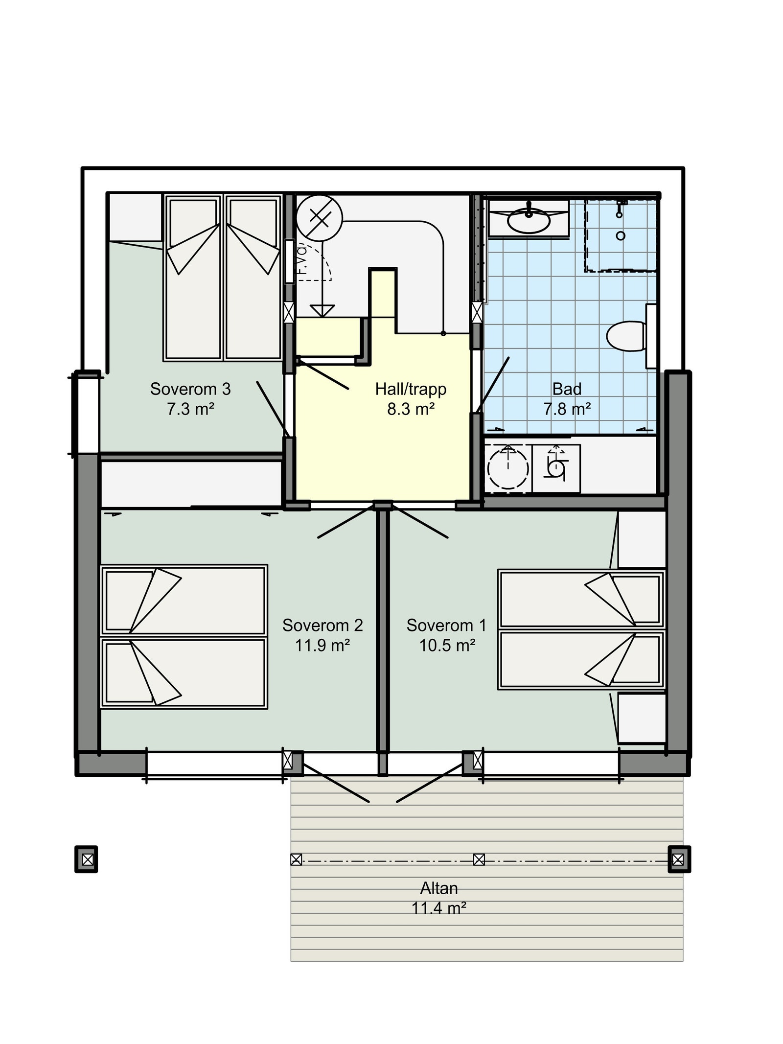 I sokkelen finner du 3 soverom og bad/vaskerom Galleribilde