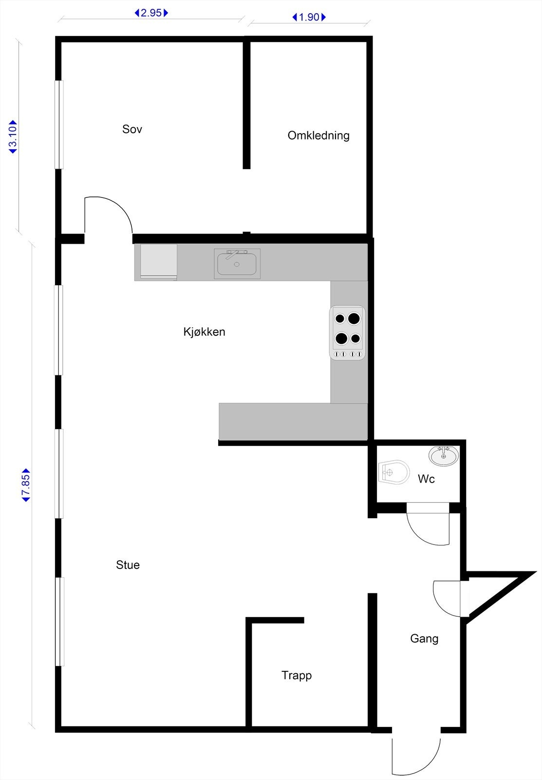 Plantegning 1. etg. Galleribilde