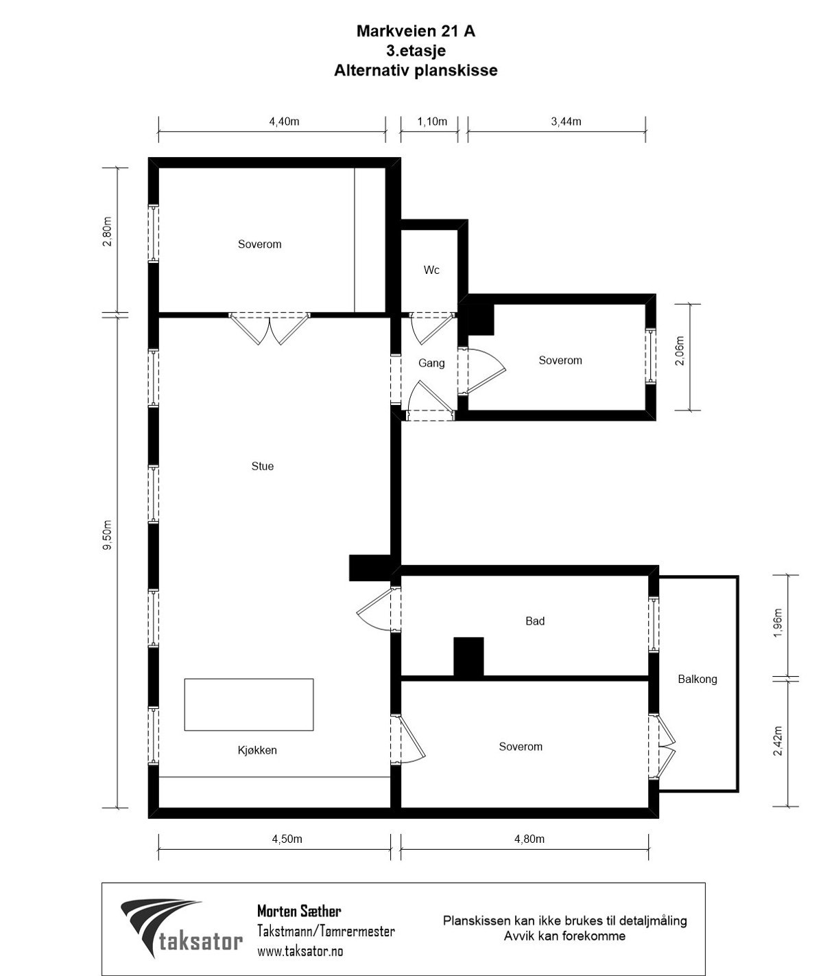 Alternativ plantegning med ekstra soverom i tv-stue Galleribilde