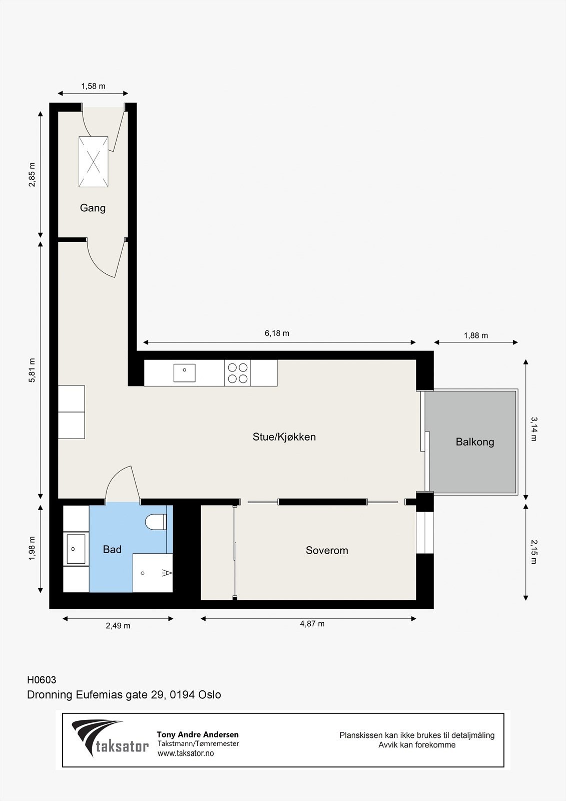 Plantegning fra takstmann. Galleribilde