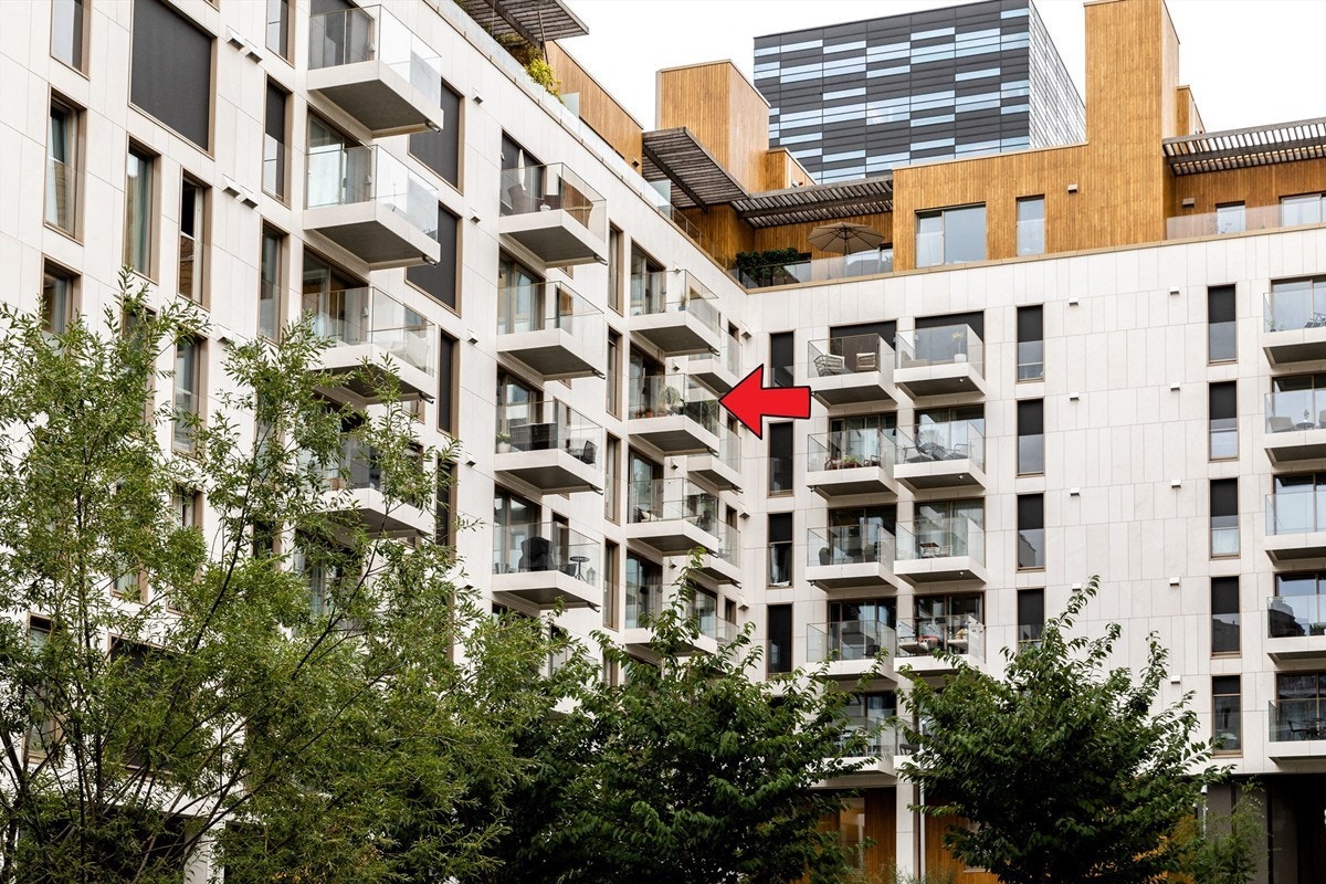 Markering av leilighetens beliggenhet. Galleribilde