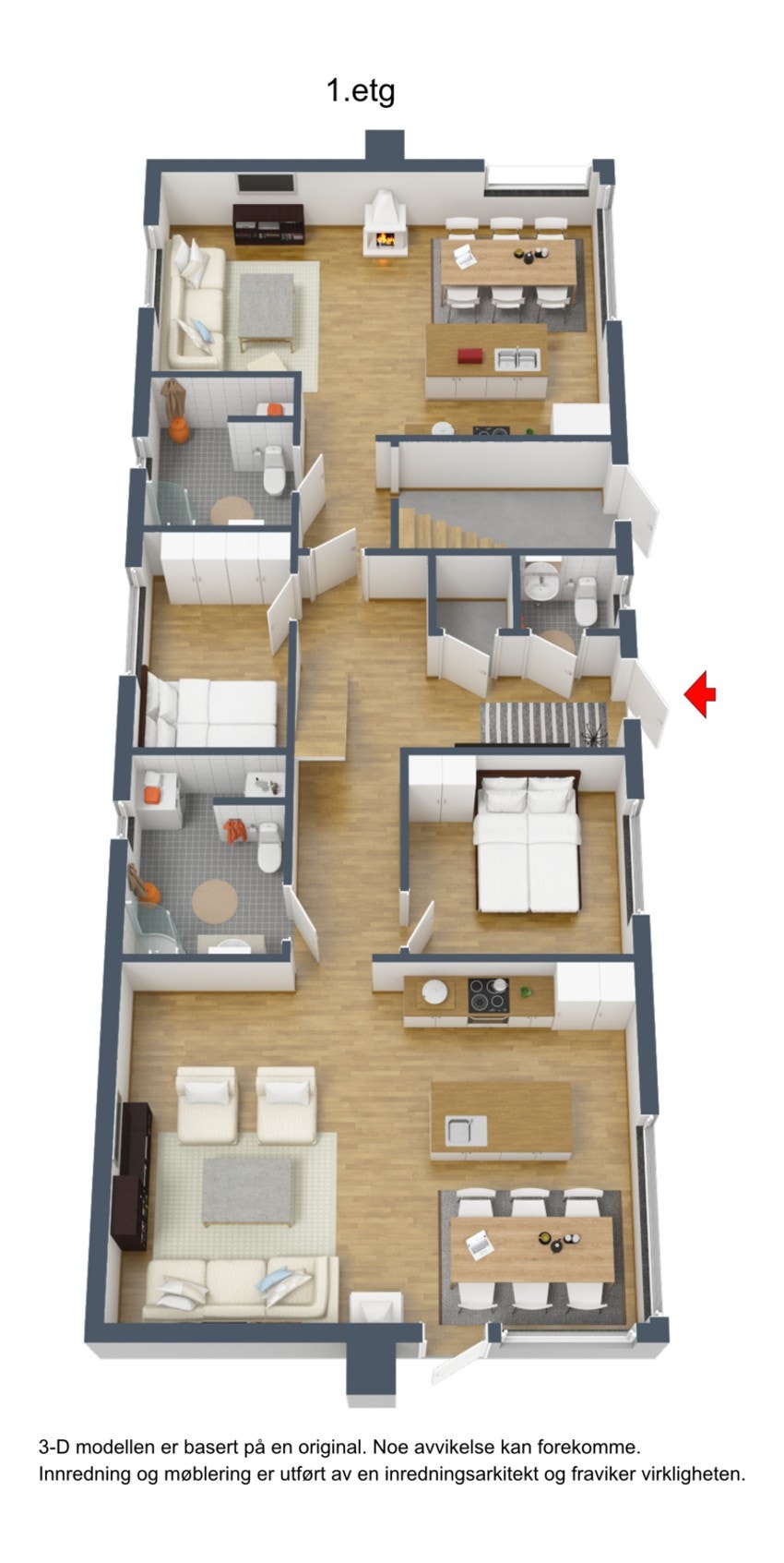 Plantegning 3D - Hovedetasje Galleribilde