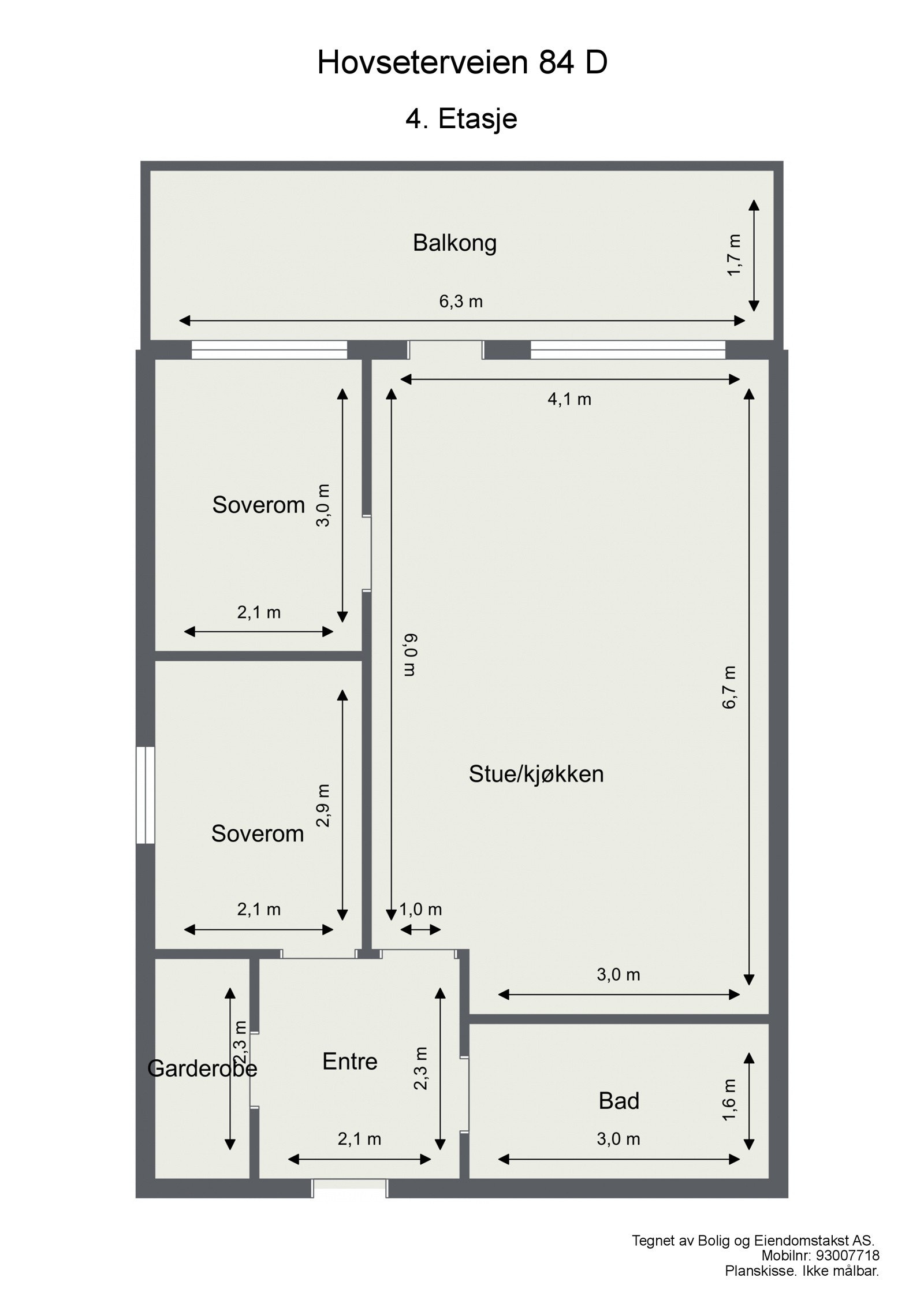 Hovseterveien 84 D - Plantegning. Galleribilde