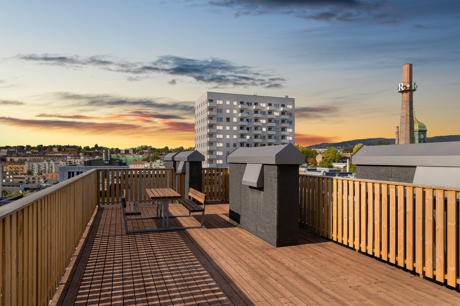 Alle beboerne i sameiet har tilgang til de felles takterrassene. Galleribilde