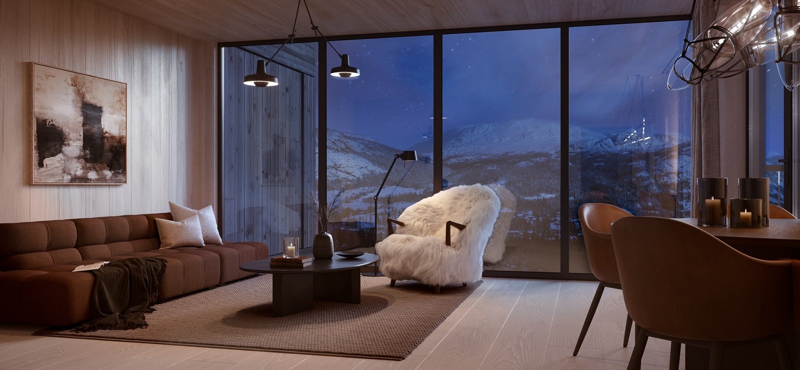 Unik 3-roms på 68 kvm med vinduer fra gulv til tak Galleribilde