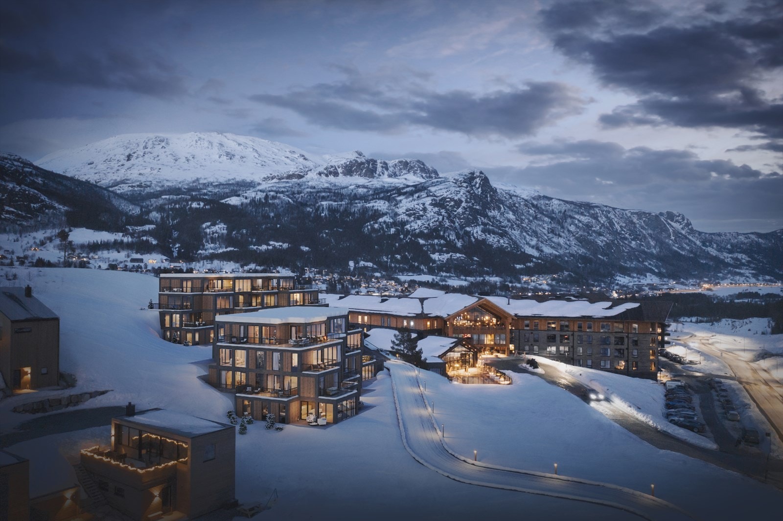 Fyri Vest vender mot sør og vest, har utsikt mot alpinanlegget, og alle leilighetene får store, private uteplasser Galleribilde