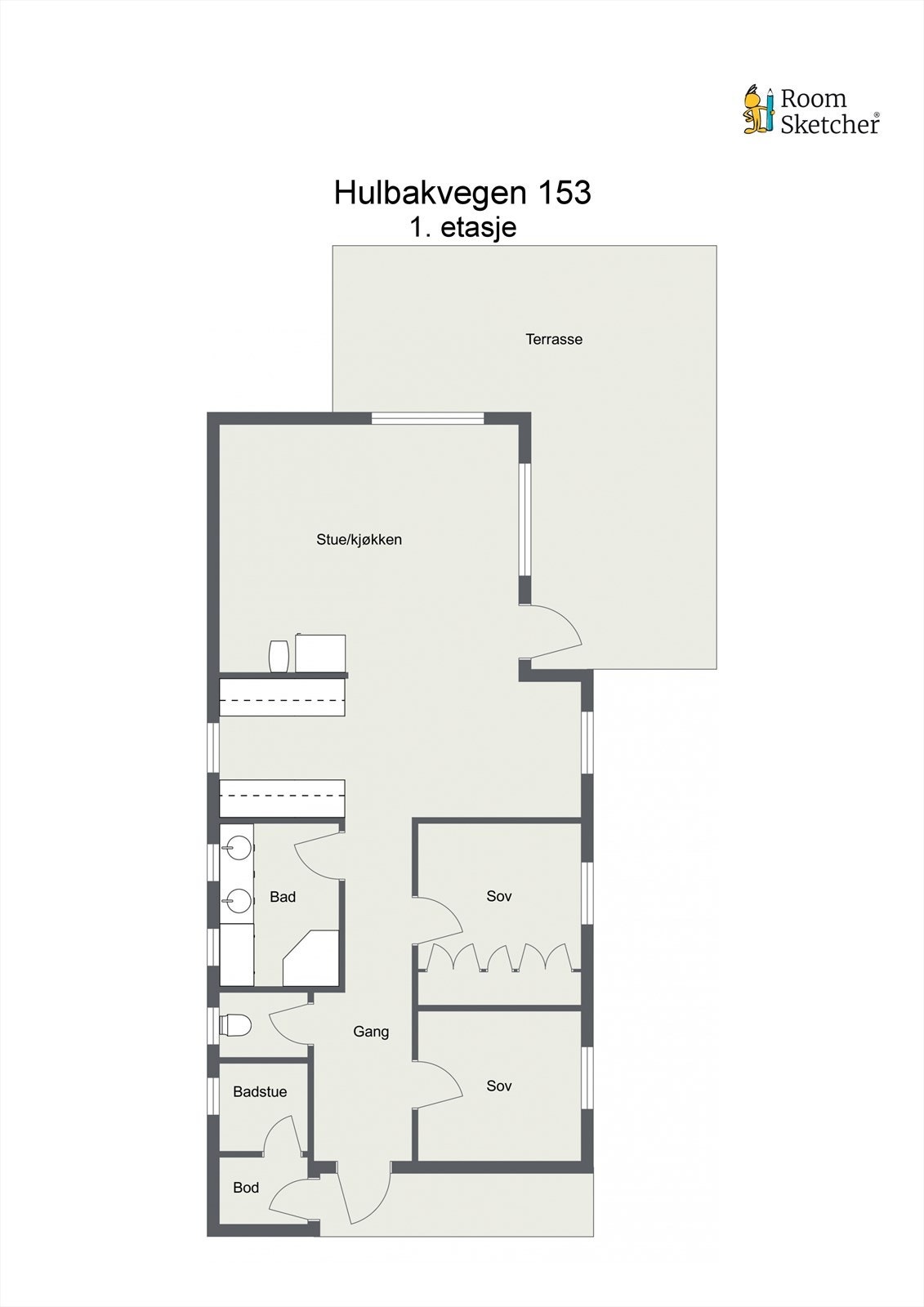 Plantegning Hulbakvegen 153. Galleribilde