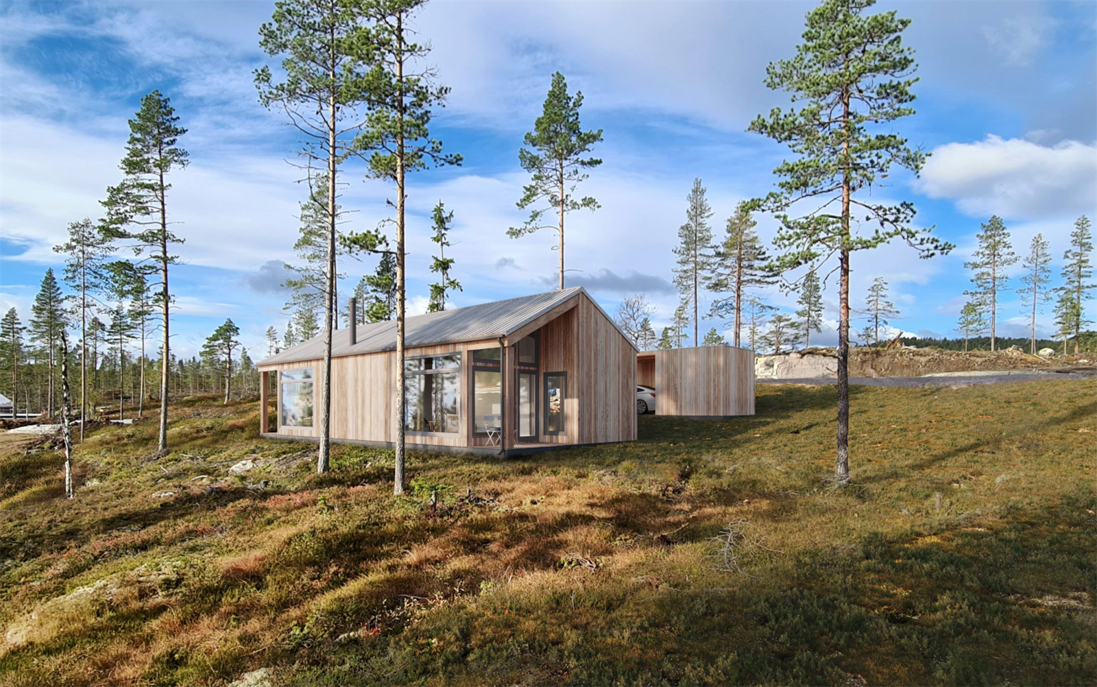 Svært effektiv og gjennomført hytte med alt du kan tenke deg. 3 soverom - Utsikt - Carport - Ute - og innvendig bod. Hems på ca. 38 kvm gulvareal. Dette er en sosial hytte hvor hele familien kan samles Galleribilde