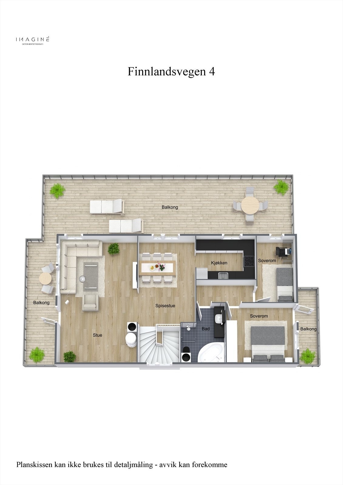 Plantegning - 3D - 2. Etasje Galleribilde