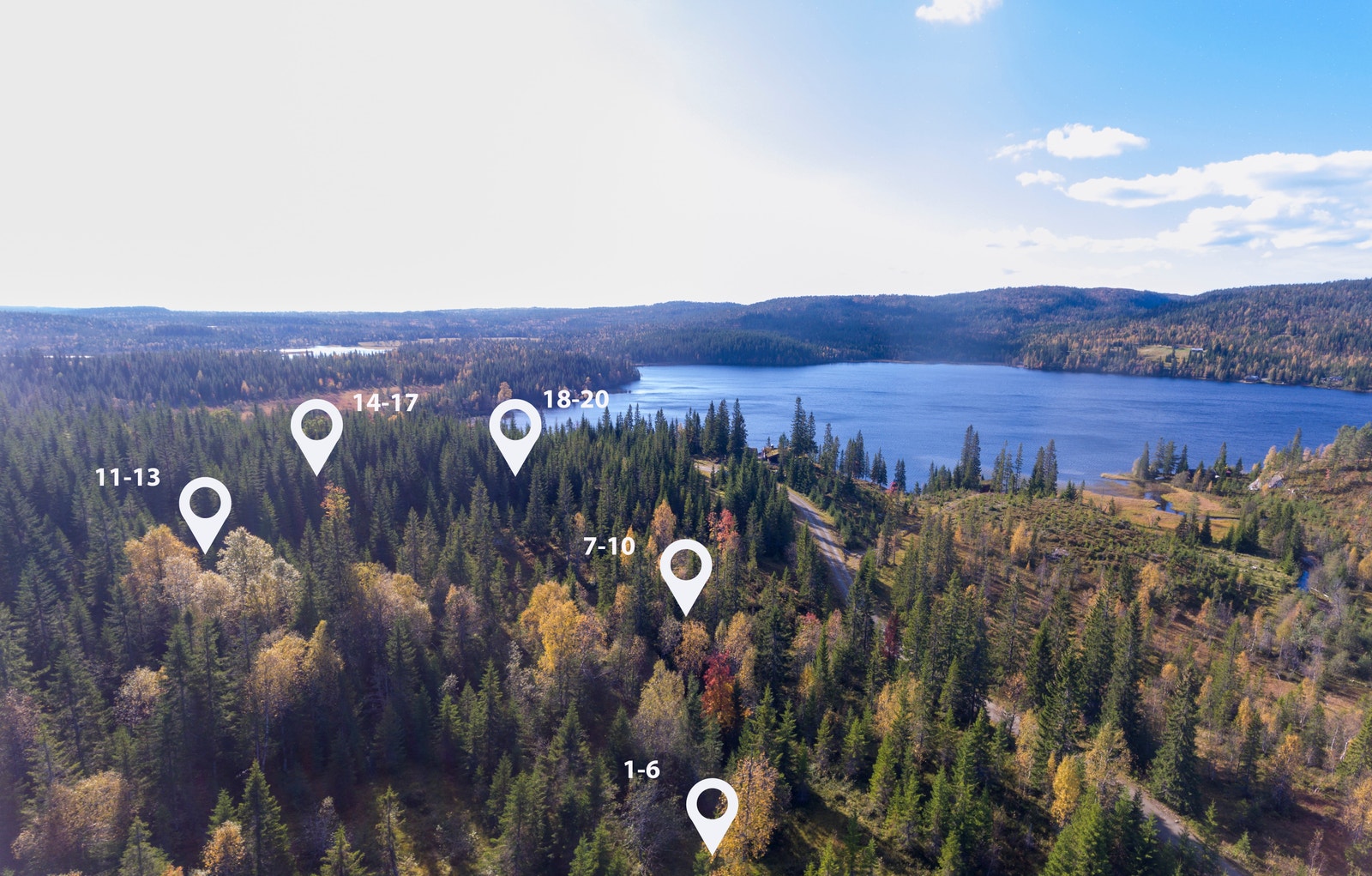 20 tomter presenteres for salg. Se arealplankart for eksakt tomteplassering Galleribilde