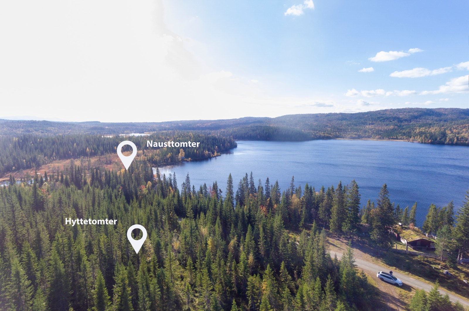 Finnåsen hyttefelt ligger sørvendt på en høyde ved Grønningen Galleribilde