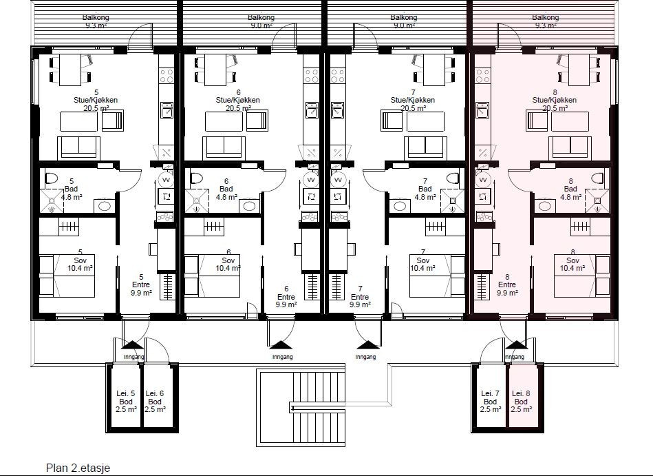 Plan 2 - Leilighet H