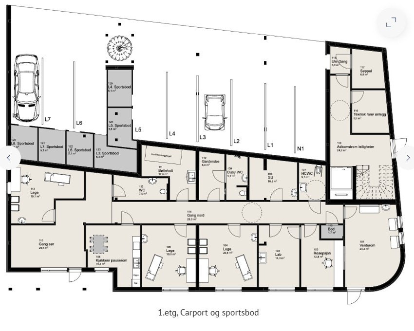 Plantegning 1. etasje/bakkeplan - illustrasjon Galleribilde