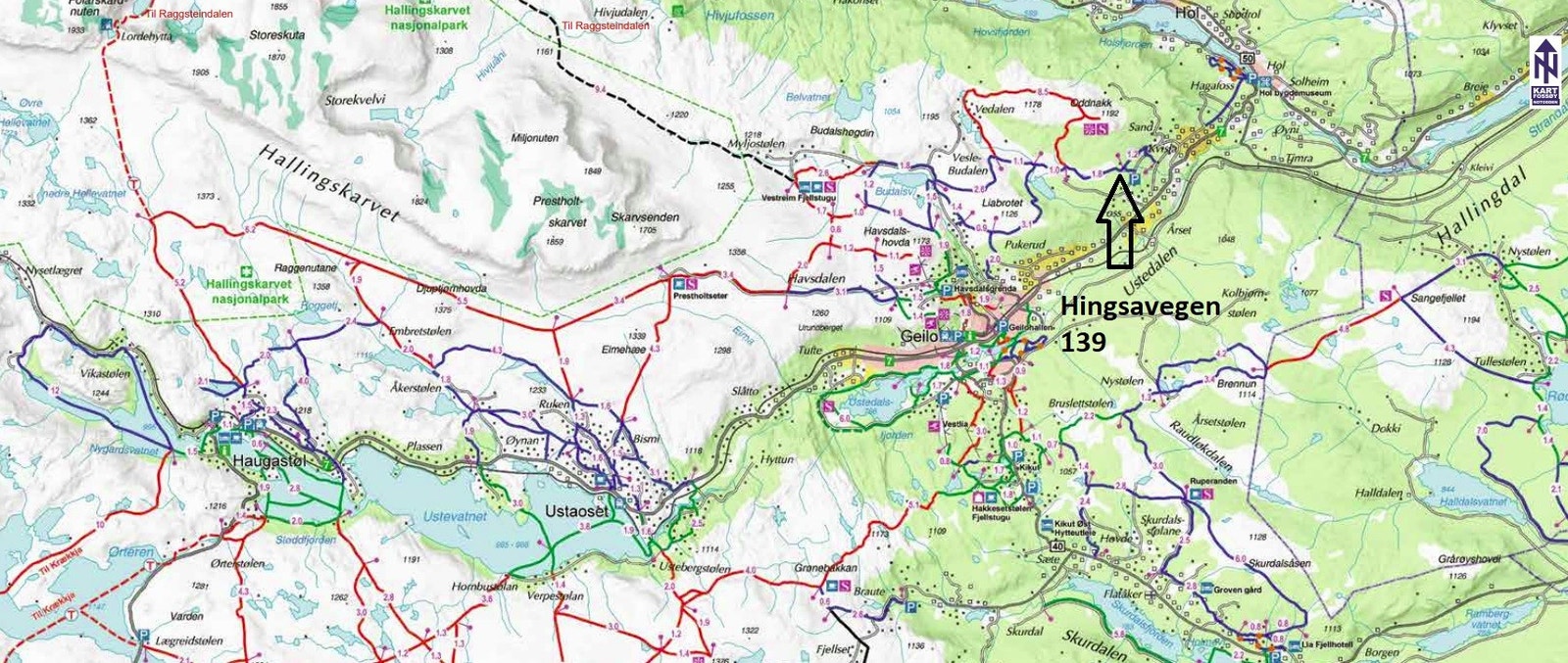Langrennsløypene til Geilo rett ved Galleribilde