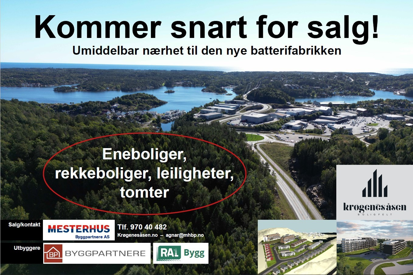 Flott beliggenhet på Krøgenes, nær Tromøysund, Bryggebyen, Hove/Tromøya og Arendal Sentrum