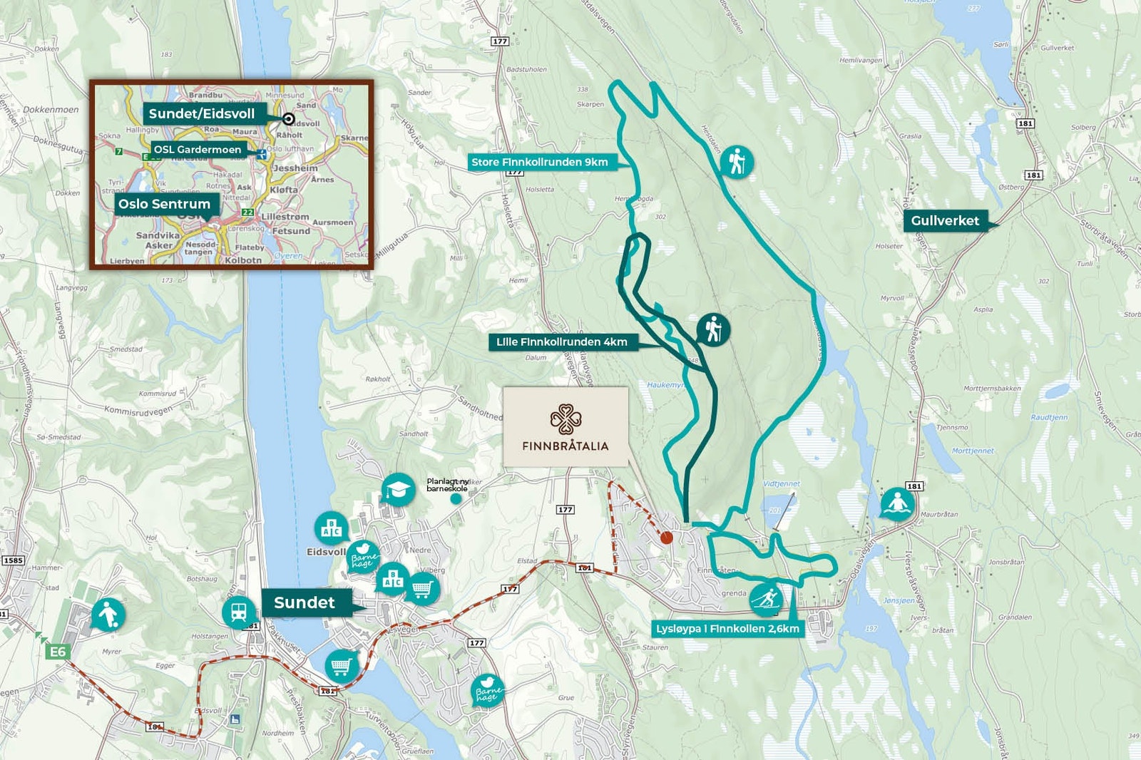 Kort vei til skoler, barnehager, tog og flotte turstier! ca.6min til Eidsvoll stasjon, tog til Oslo 35min, Lillestrøm 23min og Gardermoen 9min Galleribilde