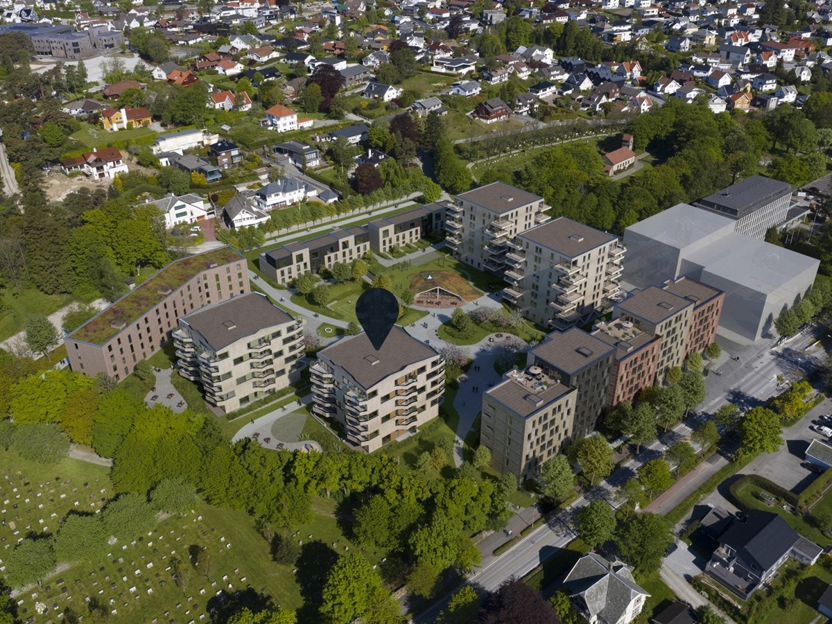 Rådhusmarka består av flere byggetrinn - Sørsiden II ligger fint til midt i hjertet av området Galleribilde