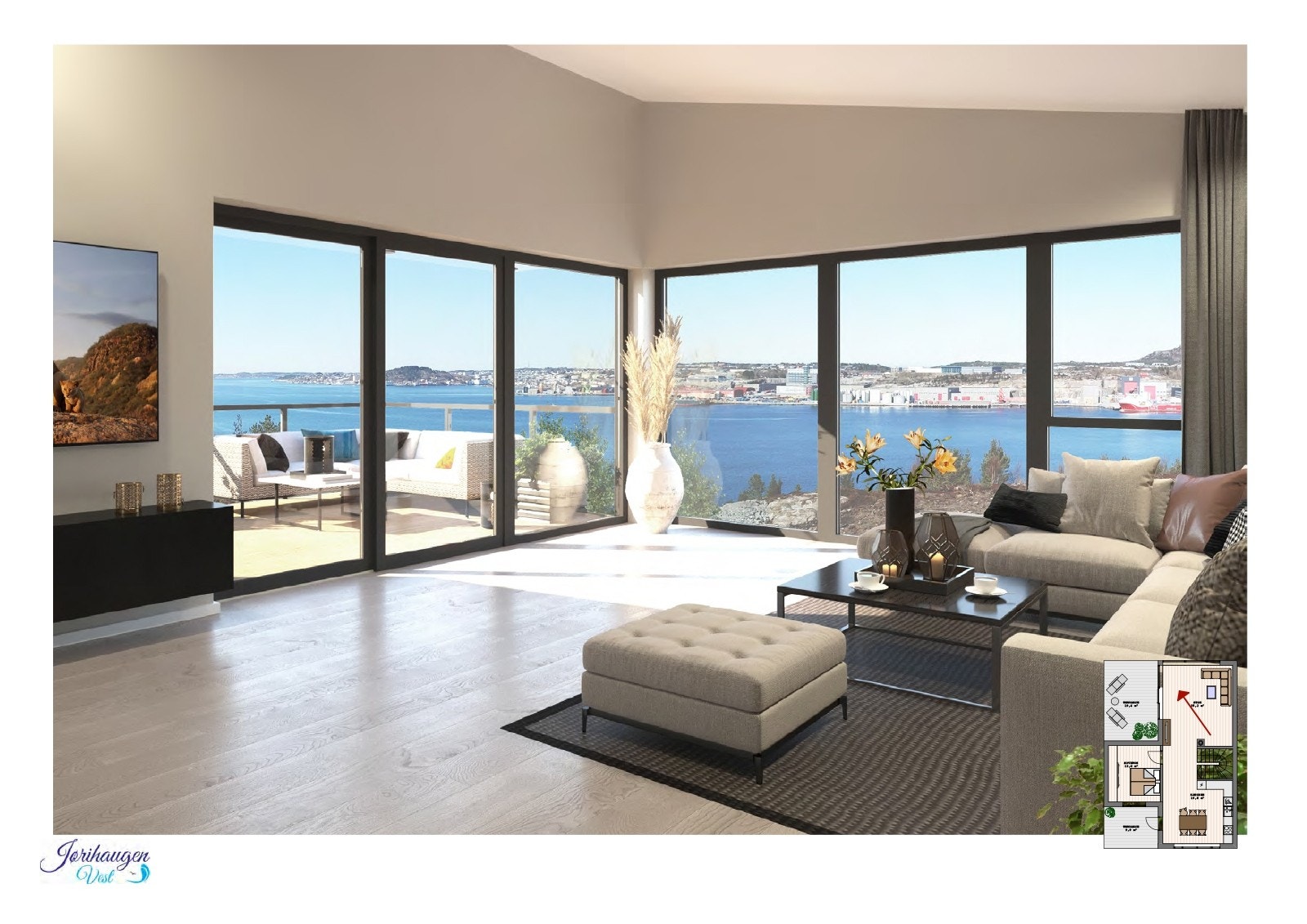 Stue illustrasjon hus H01 Galleribilde