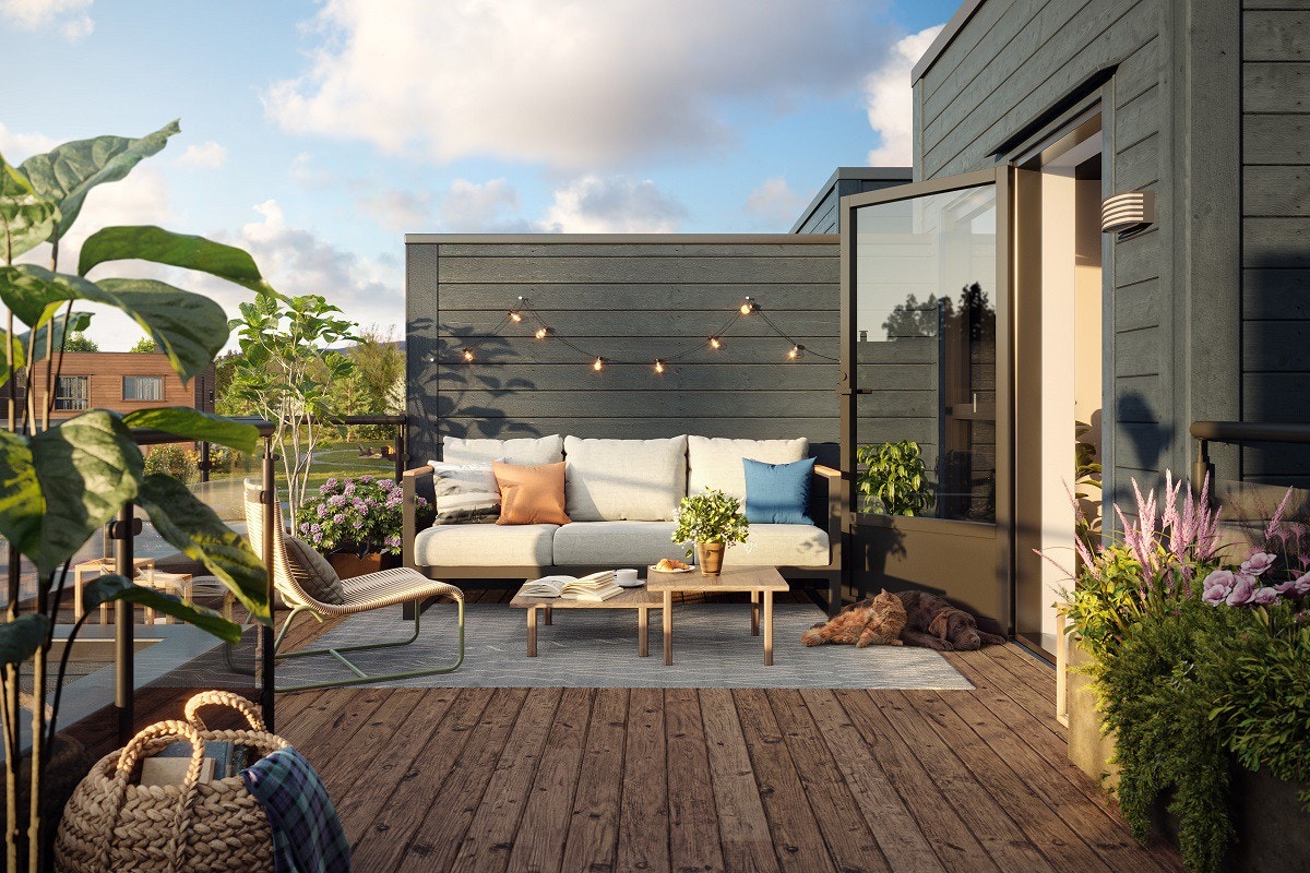 En boligmodell som passer seg veldig godt til solrike og late dager på takterrassen. Galleribilde