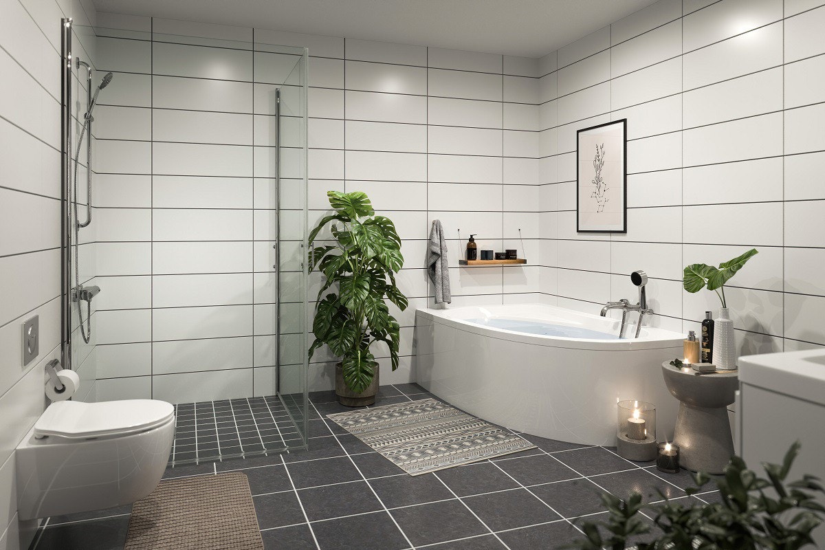 Romslig bad som gir mulighet for badekar (Tilvalg) og et personlig preg. Galleribilde