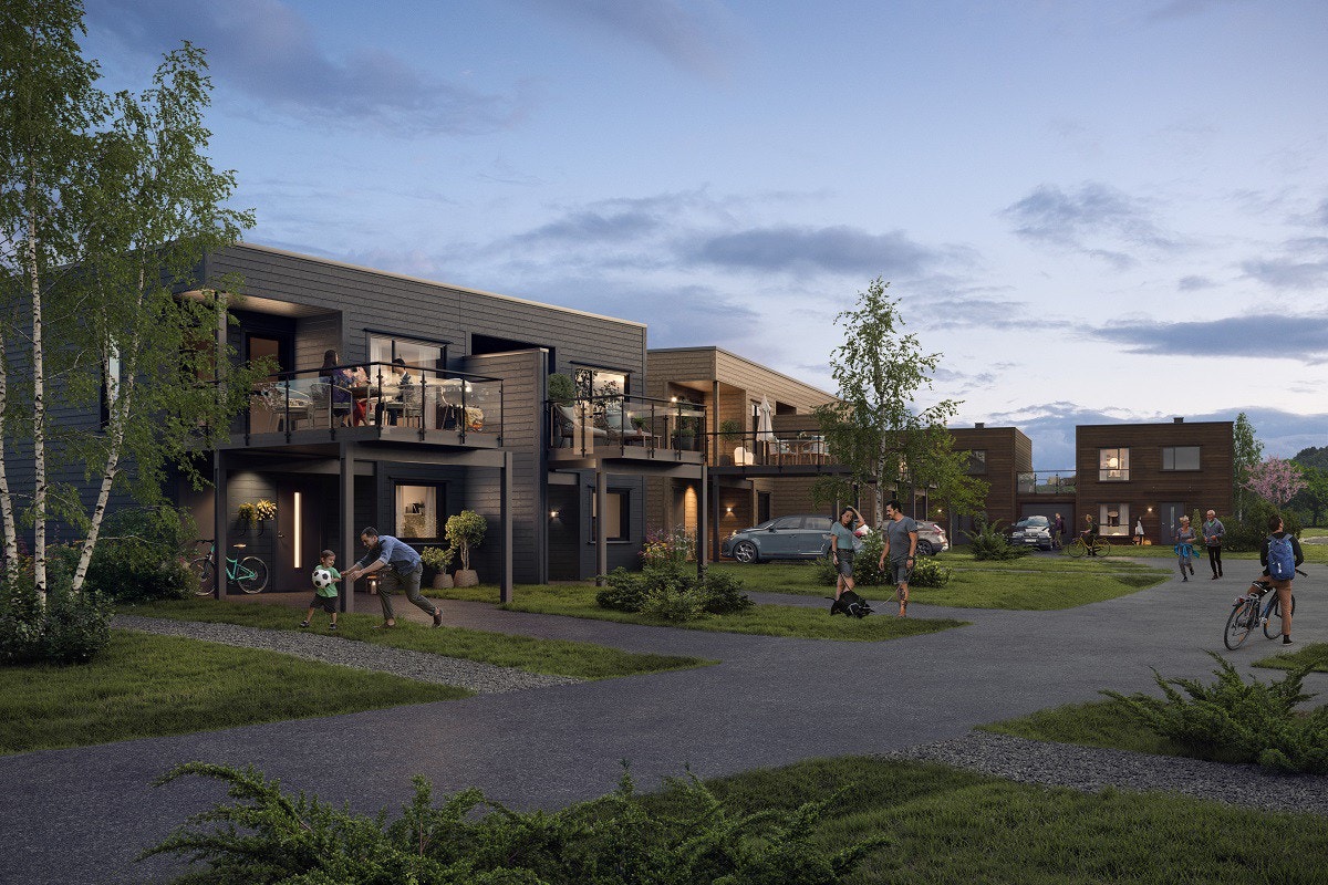 En kommende boligmodell på Sentrumshagen. Carport og plass til bil nr 2. Galleribilde