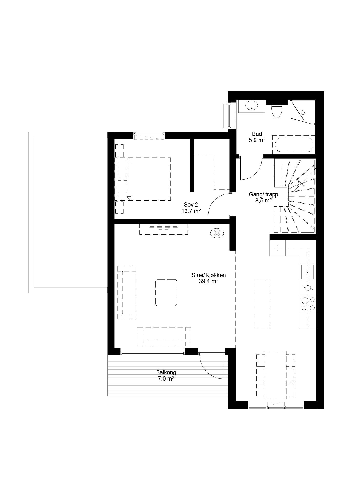 Townhouse 2. etasje Galleribilde