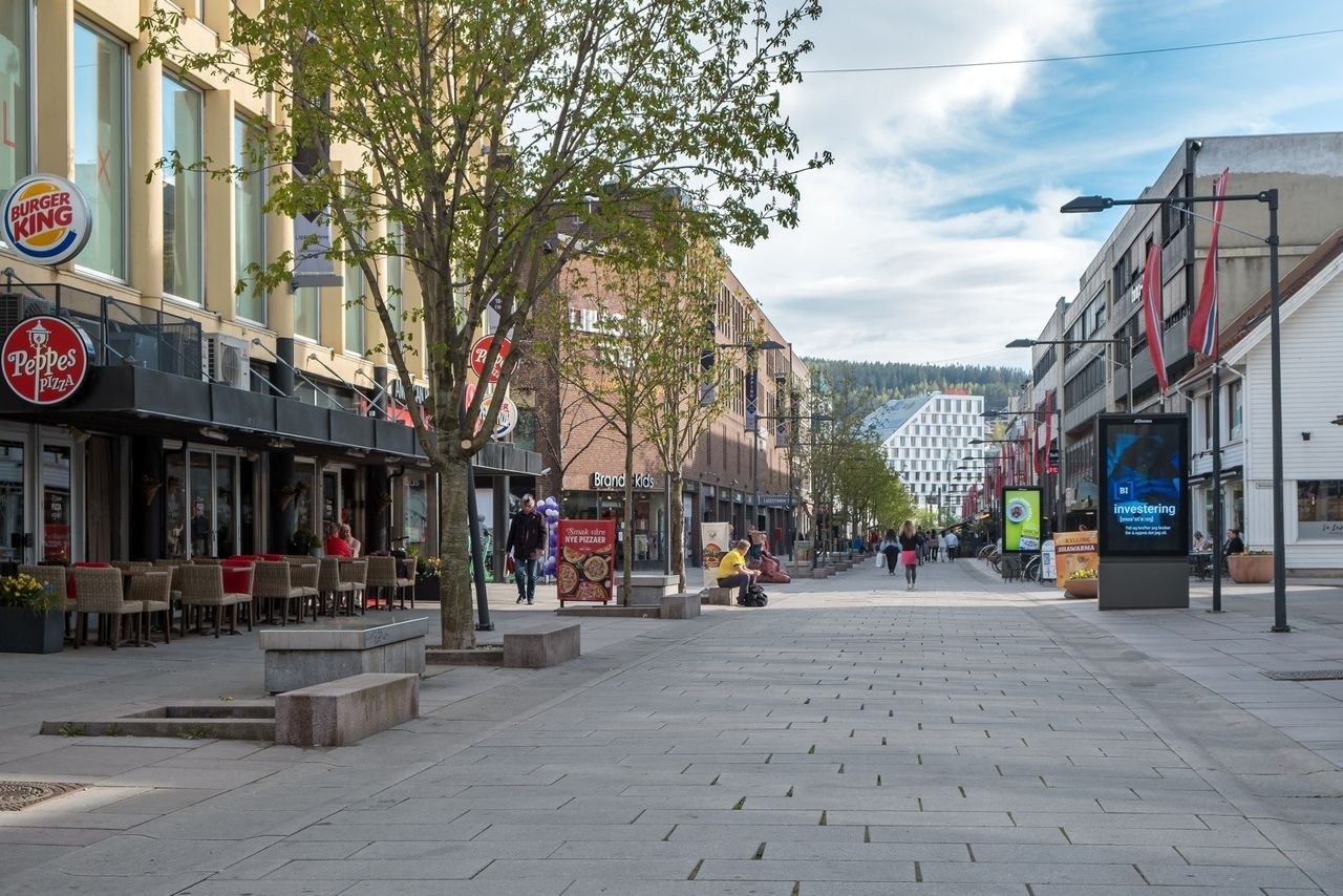 Gågata med flere butikker og restauranter Galleribilde