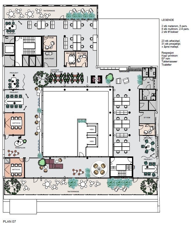 Forslag planløsning 7. etasje Galleribilde