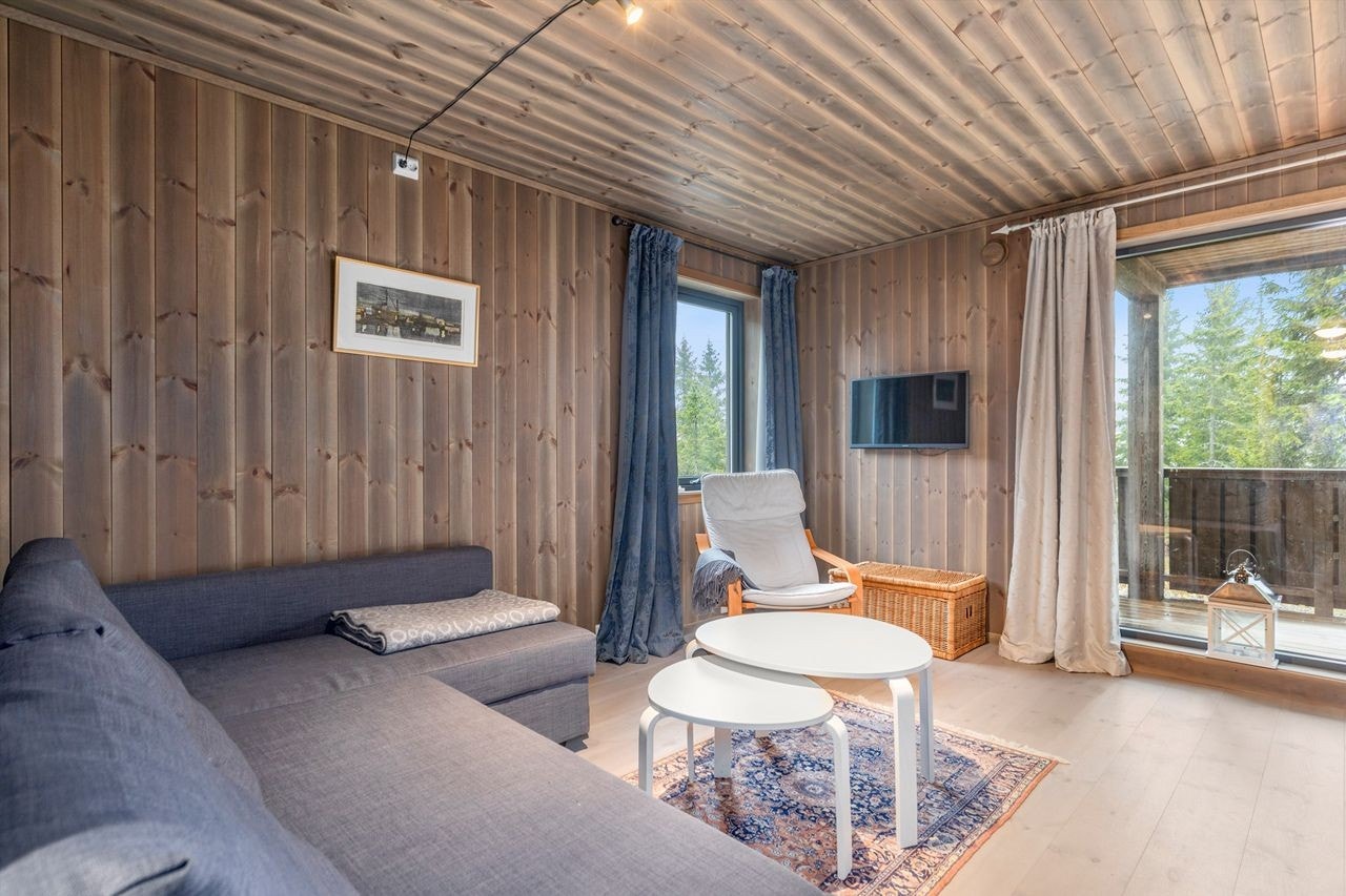 Fra stuen er det utgang til en stor, overbygget terrasse Galleribilde