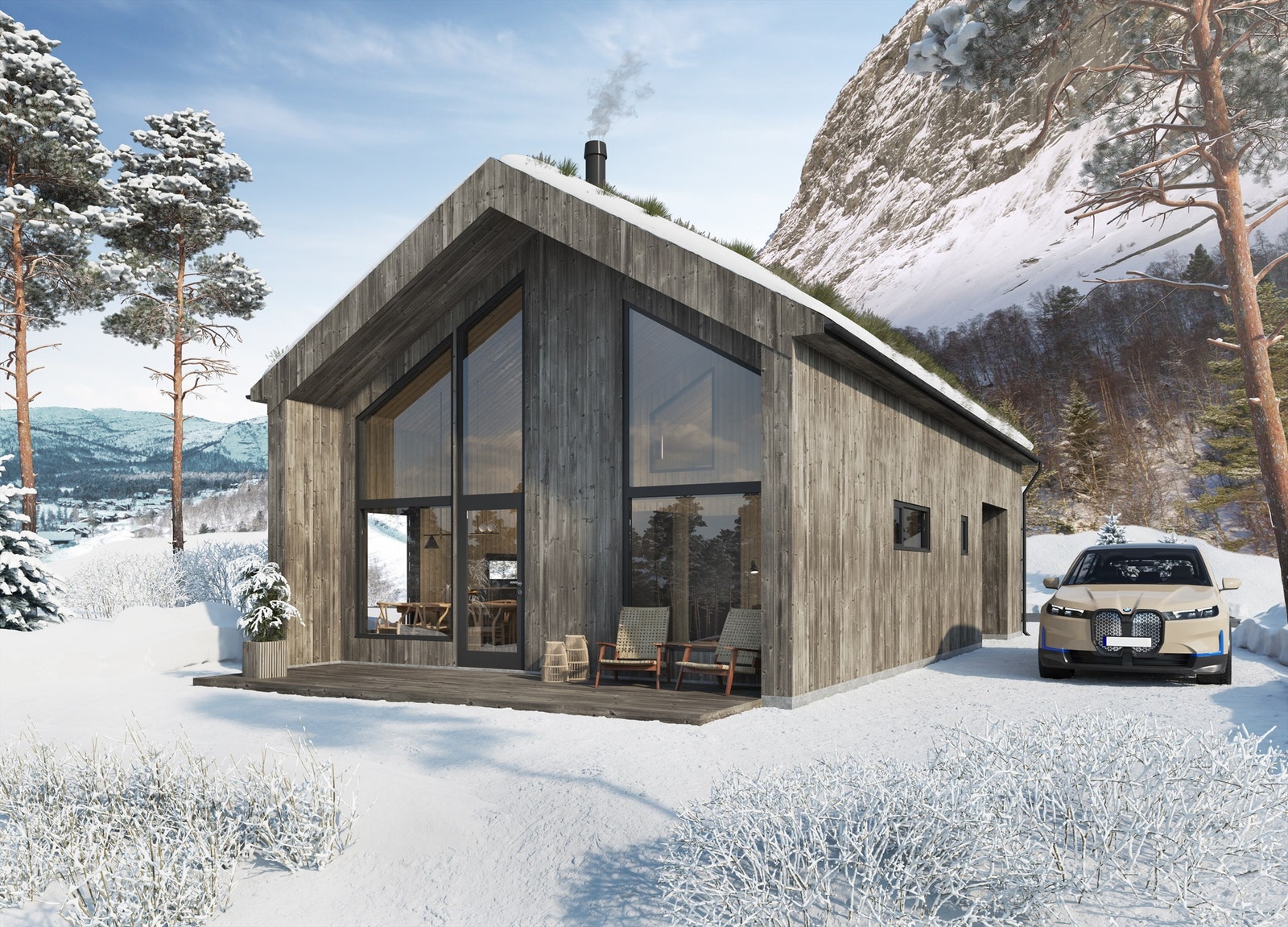 3D illustrasjon av hytta utvendig Galleribilde