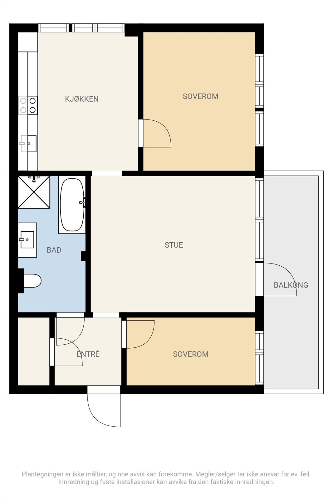 Arealeffektiv planløsning. Galleribilde