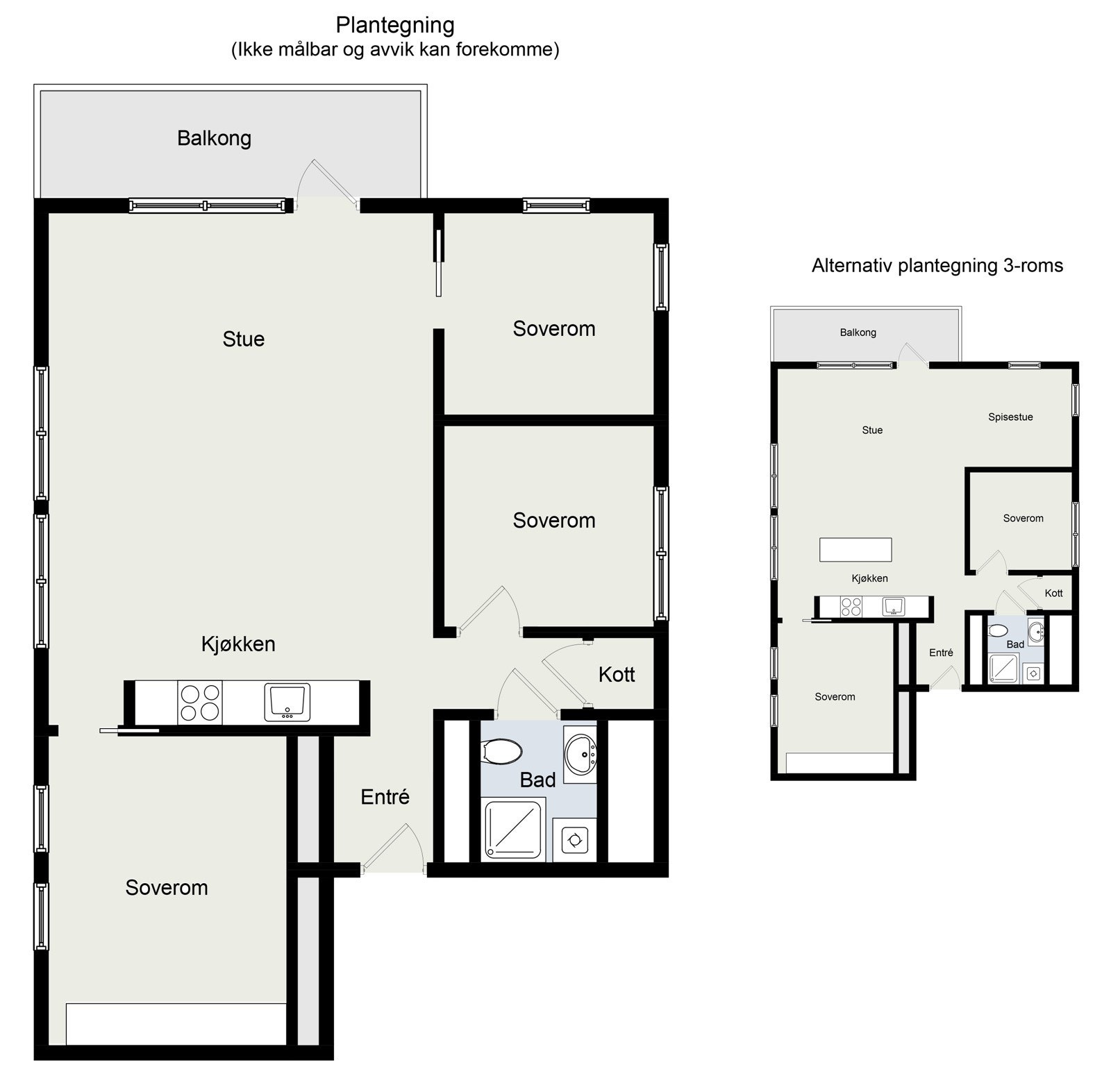 Plantegning - Ikke målbar og avvik kan forekomme. Galleribilde