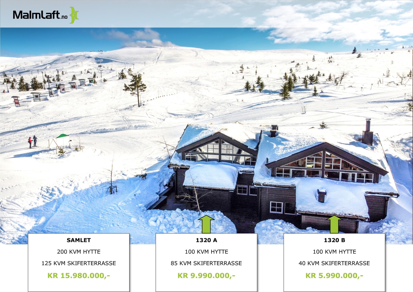 Trysilfjellets beste beliggenhet?
Mulighet for å kjøpe en av hyttene eller begge samlet. Galleribilde