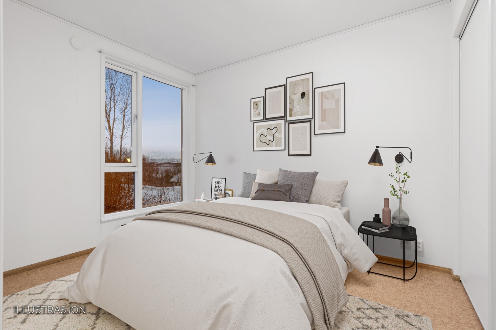 Soverom med skyvedørsgarderobe Galleribilde