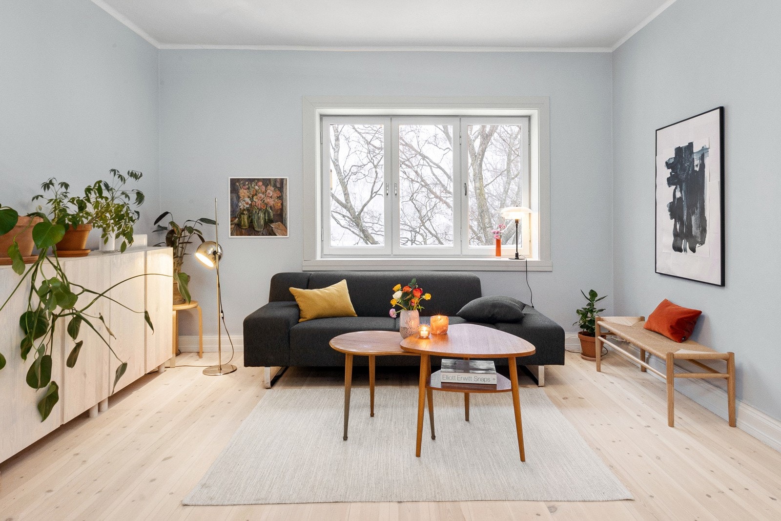 Romslig stue som byr på flere møbleringsmuligheter - Hyggelig, frodig utsikt mot parken Galleribilde