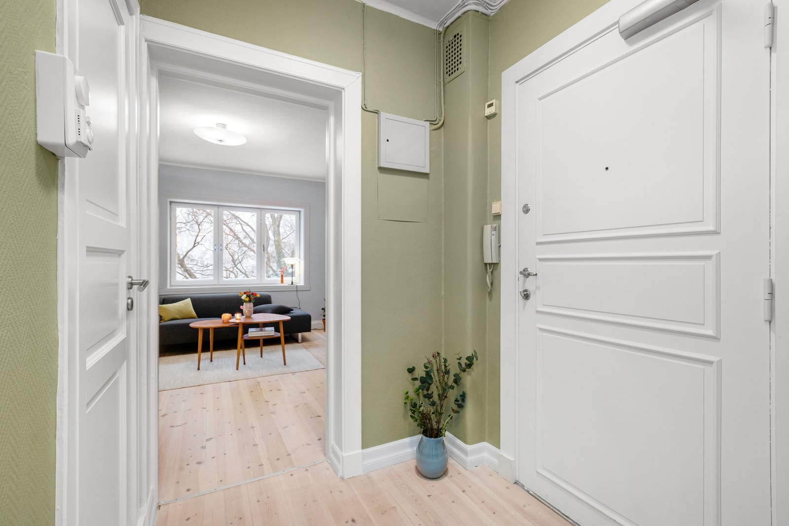 Adskilt entre med plass til liten kommode, speil og knagger Galleribilde