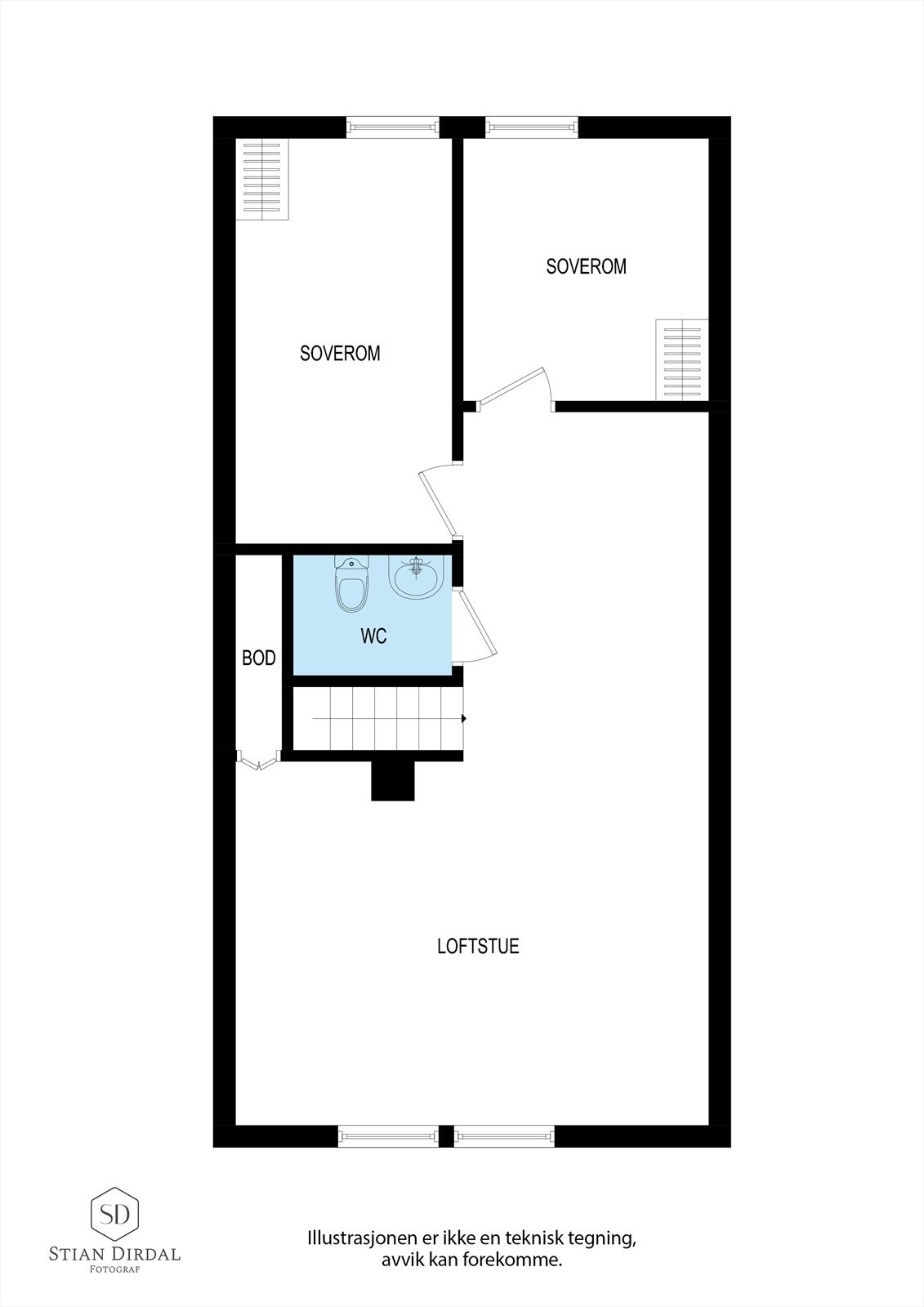 Genial etasje for barn, ungdom og gjester. Dør i gang nede, lukkes av for å slippe lyd. Galleribilde