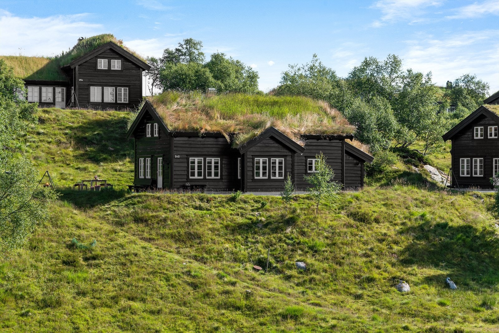 Fint plassert på en liten kolle. Naturskjønne omgivelser og solrik tomt hvor du nyter både før og etter turen. Galleribilde