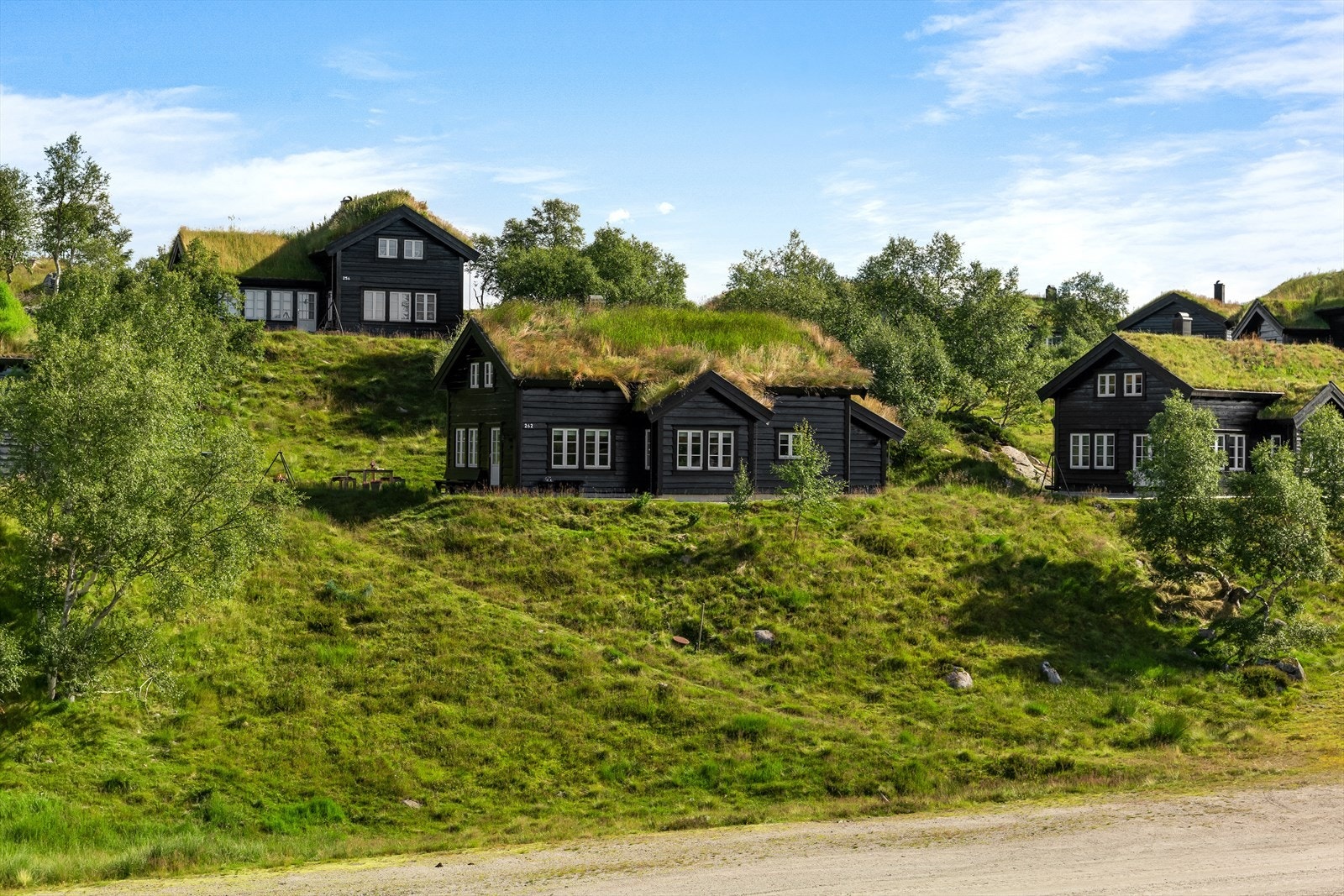 Fint plassert på en liten kolle. Naturskjønne omgivelser og solrik tomt hvor du nyter både før og etter turen. Galleribilde