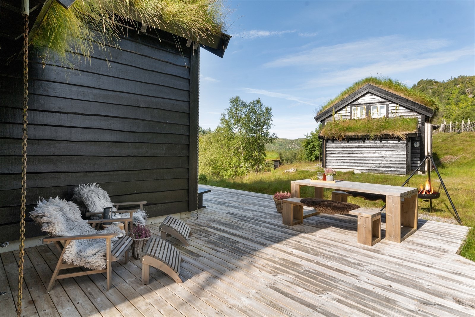 Fine uterom, lunt og solrikt. Gøy med snøhuler på vinteren. Galleribilde