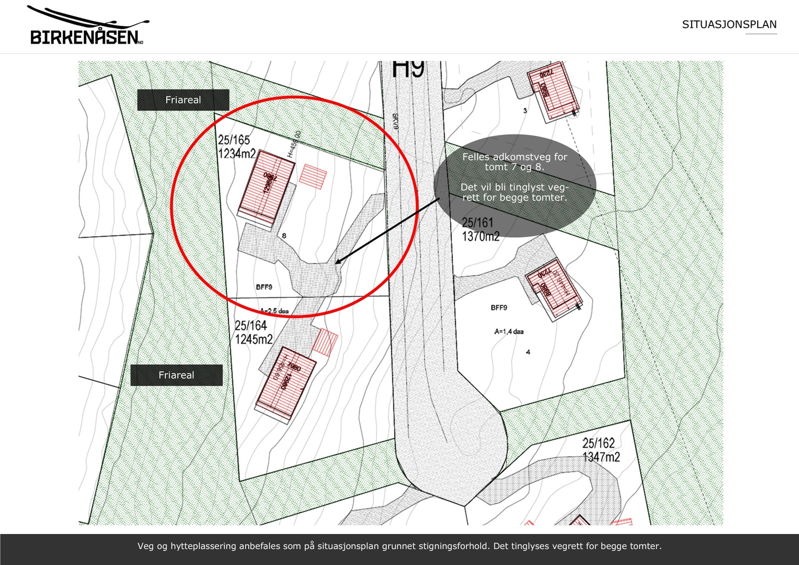 Flott tomt. Grensende til friareal. Eksempel på plassering av hytte og tomt. Galleribilde