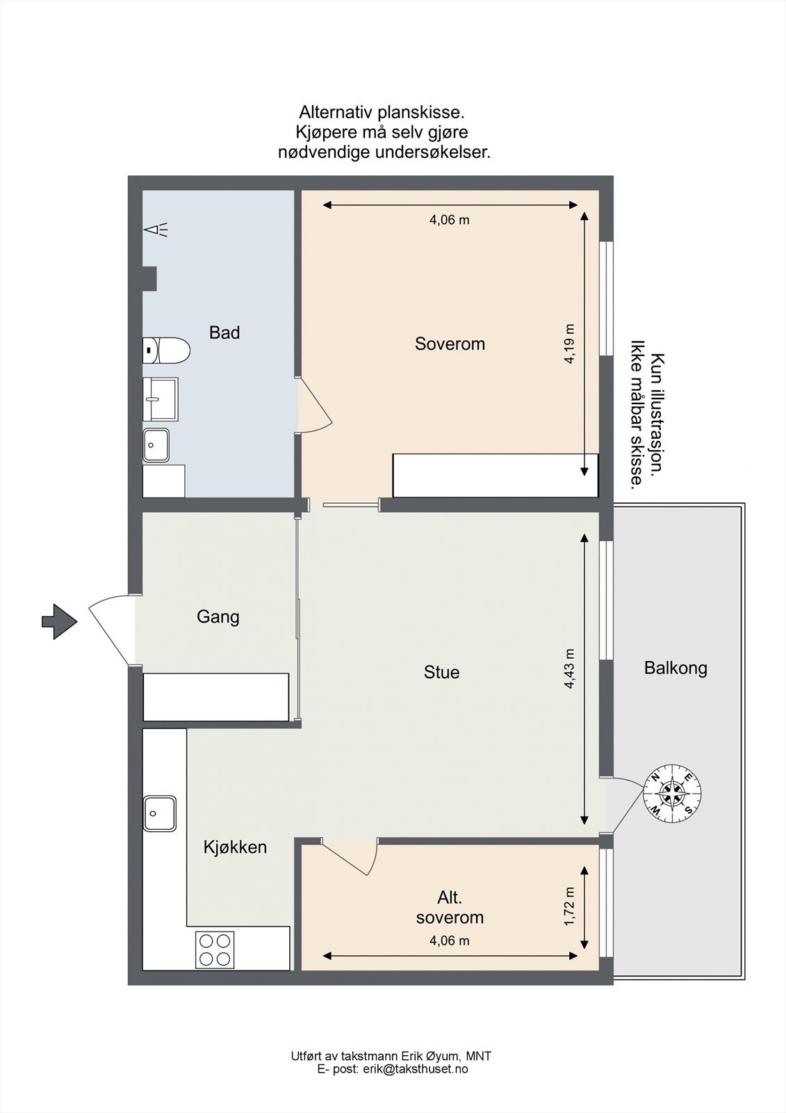 Alternativ plantegning med et ekstra soverom Galleribilde