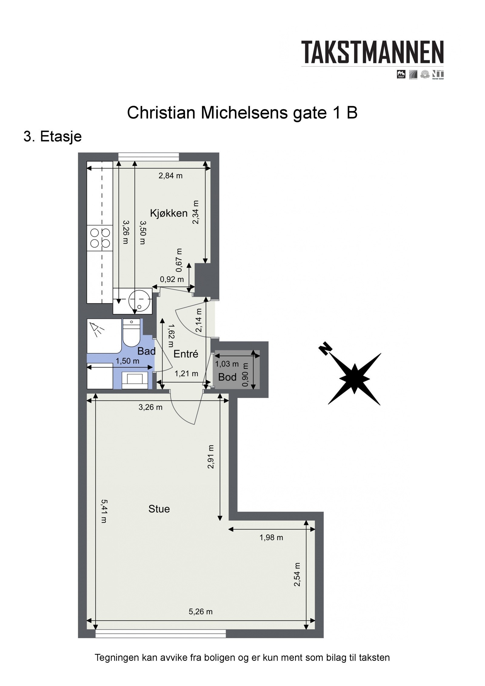 Plantegning - slik ser leiligheten ut i dag Galleribilde